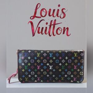 Louis Vuitton xTakashi Murakami Black Monogram Multicolore Insolite Wallet W BOX